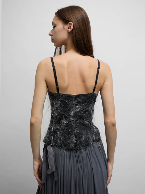 Silver Grey Fuzzy Bustier 