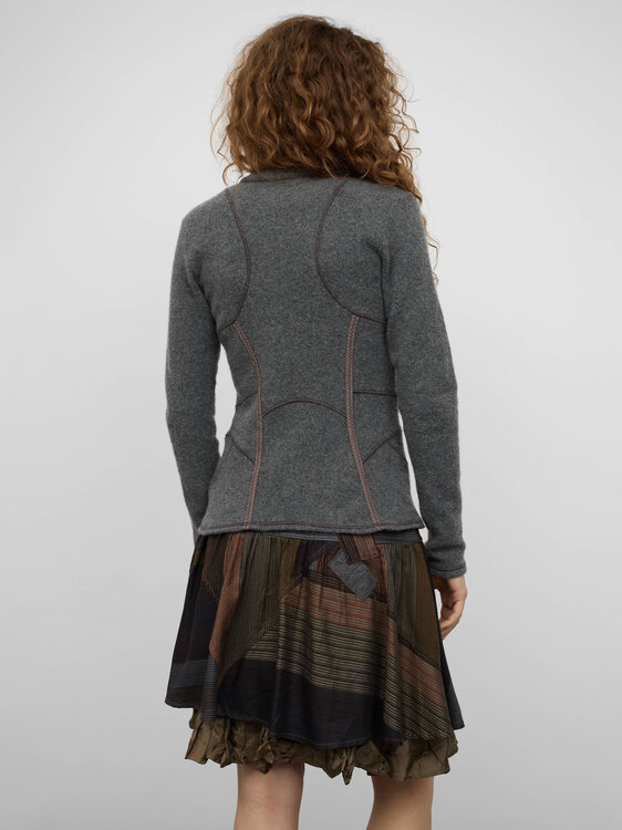 Fine Knit Zip-Up Cardigan 