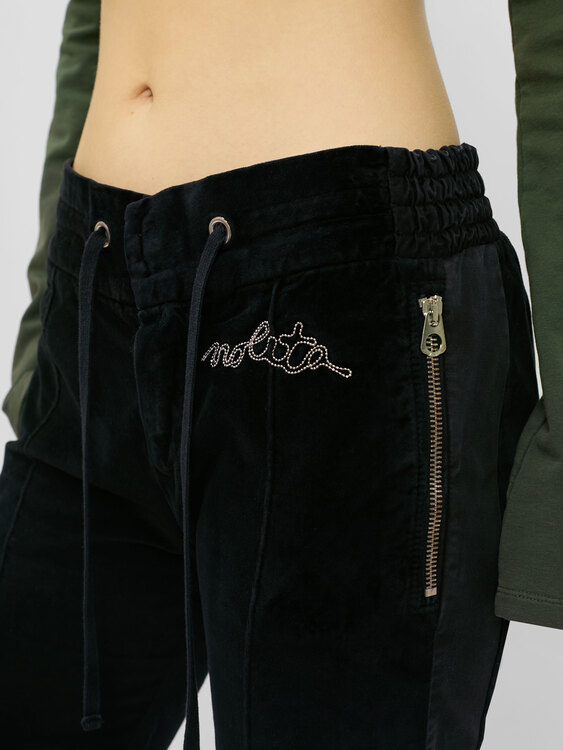 Nolita Black Velvet Low-Rise Trousers 