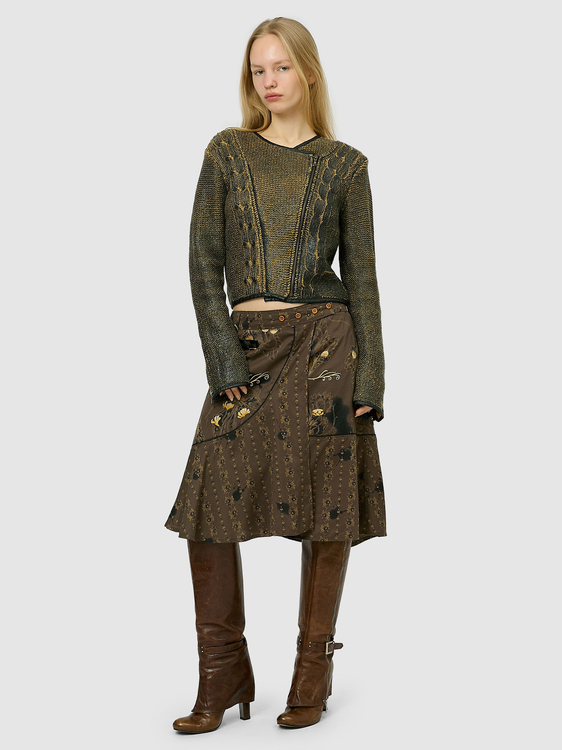 Knitted Coated Effect Cardigan 