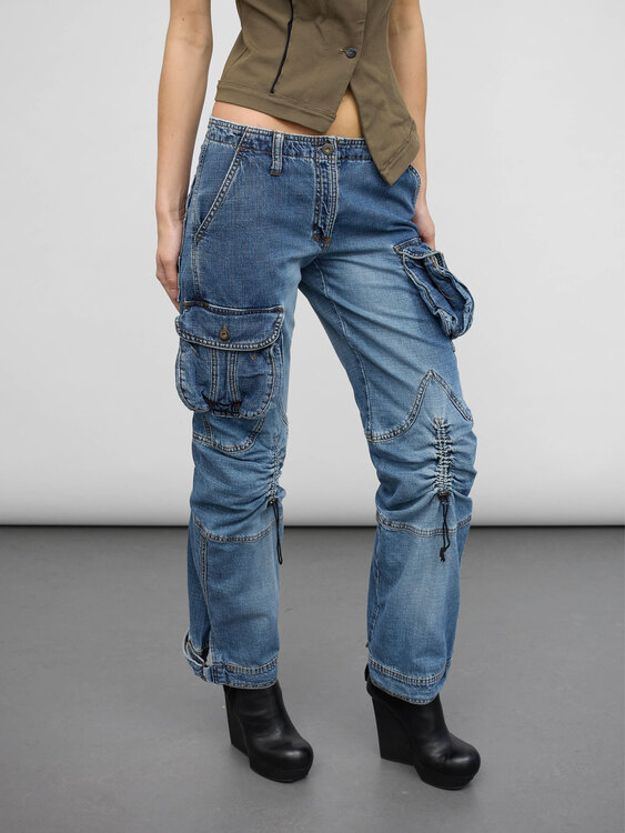 Blue Denim Cargo Trousers 