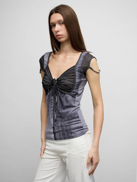 Legatte Gray Denim Print T-shirt 