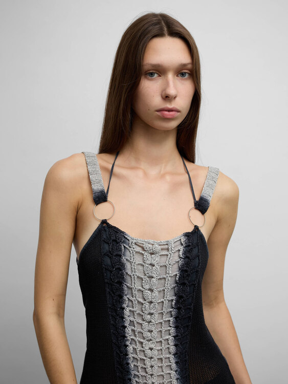 Black And Grey Knitted Top 