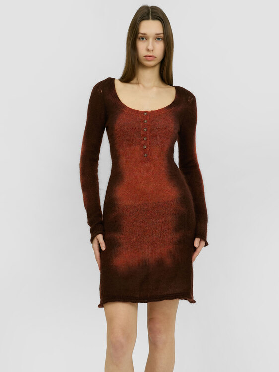 Brown And Orange Mohair Dress 