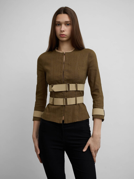 Plein Sud Linen Corset Blazer 