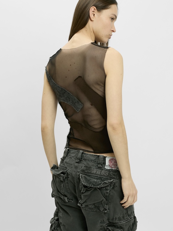 Knit And  Mesh Patchwork Vest 