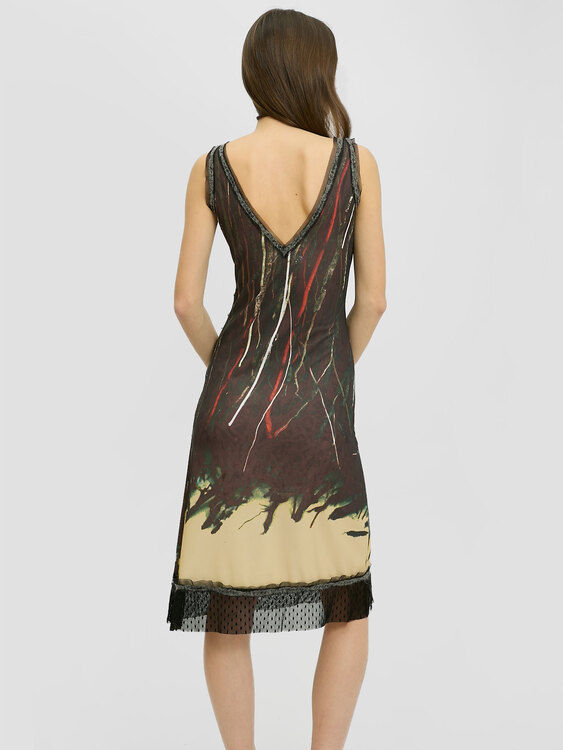 Abstract Print Midi Dress 