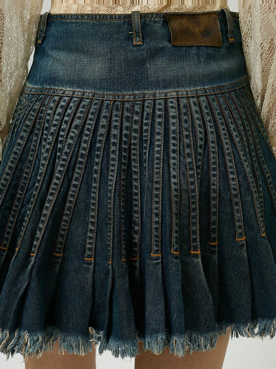 Plein Sud Pleated Denim Skirt 