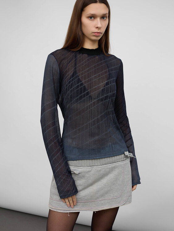 E-Play Graphic Print Mesh Top 