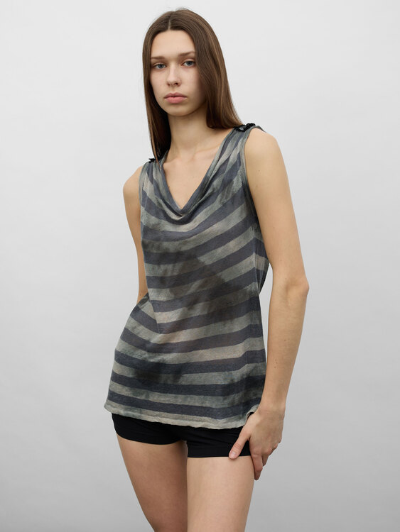 Striped Knit Sleeveless Top 