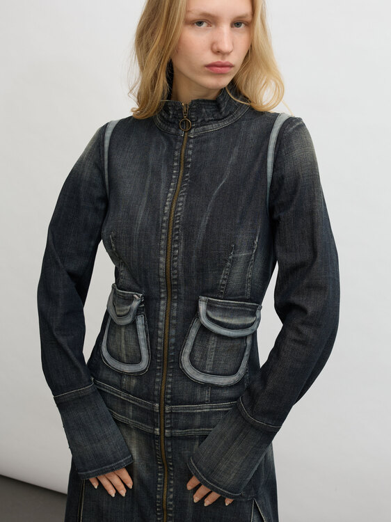 Dark Blue Denim Coat 