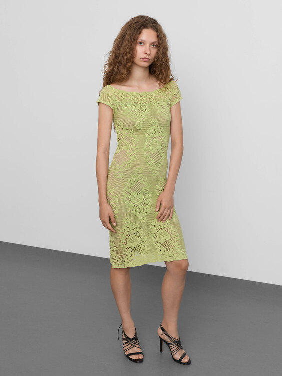 Fine Knit Lace Midi Dress 