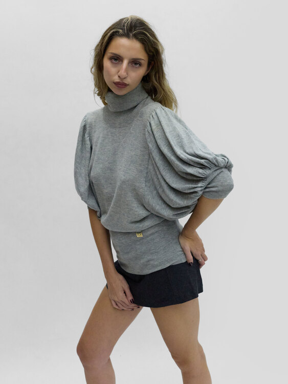 Iceberg Grey Puff Sleeves Jumper 