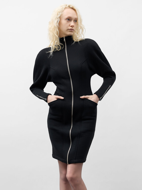 Black Midi Coat Dress 