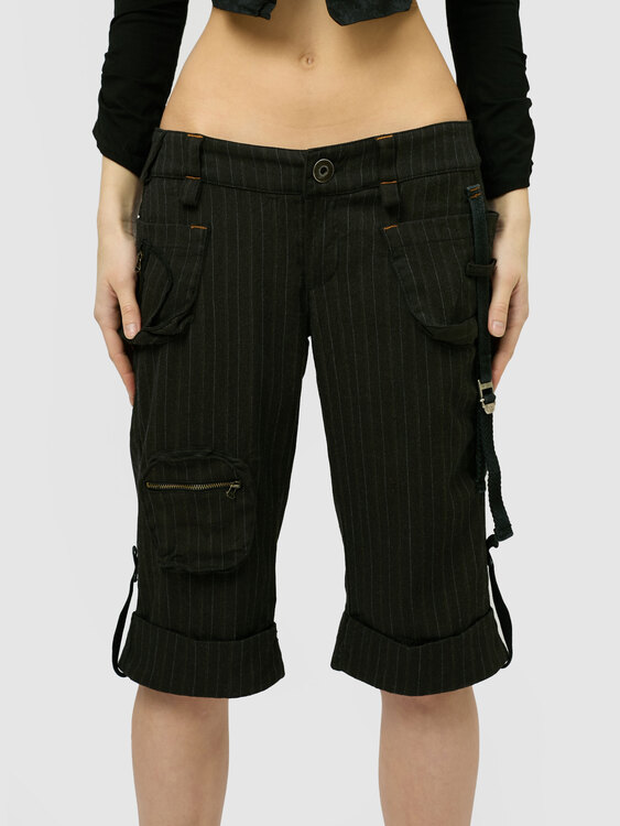 Grey Pinstripe Shorts 