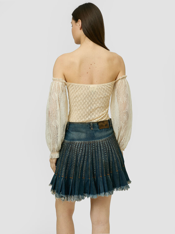 Plein Sud Pleated Denim Skirt 