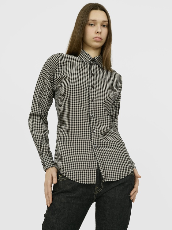 Gaultier Silk Gingham Open Back  Shirt 