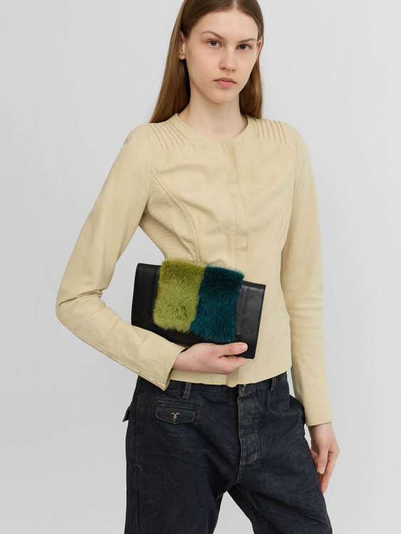 Dirk Bikkembergs Fur And Leather Clutch 
