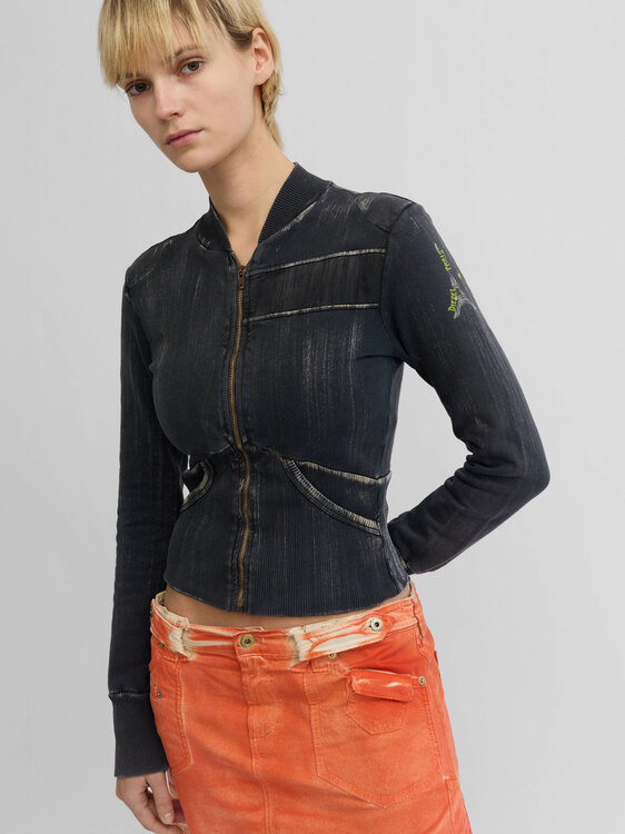 Diesel Bleached Zip-Up Cardigan 