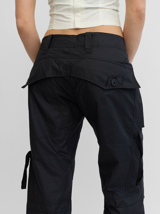 Black Resin Coated Cargo Capris 