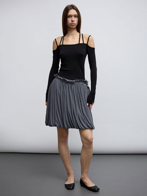 CNC Grey Balloon Midi Skirt 