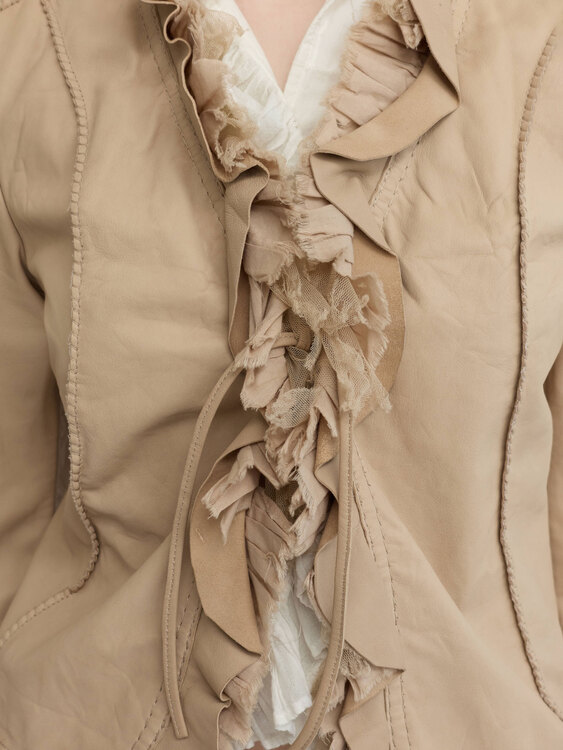 Beige Leather Jacket 