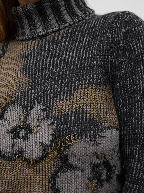 Melange-Knit Turtleneck Jumper 