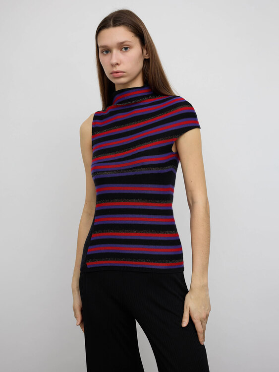Asymmetrical Knitted Sleeveless Top 
