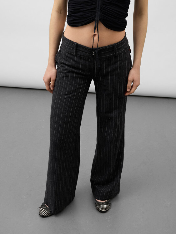 Michiko Koshino Wool Pinstripe Trousers 