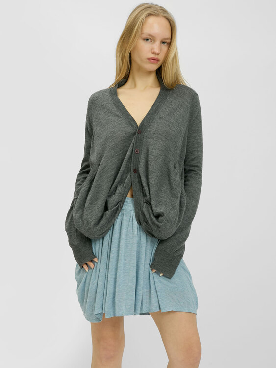Fine Knit Button-Up Cardigan 
