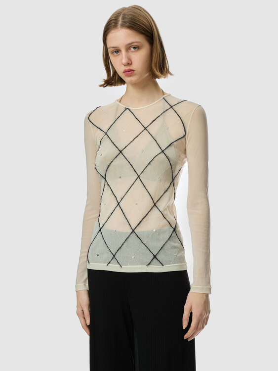 Fuzzi Argyle Mesh Top 