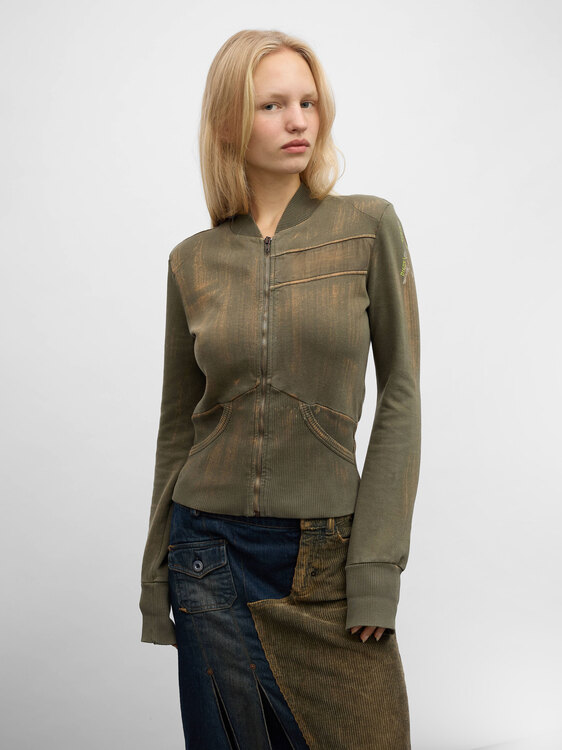 Diesel Bleached Effect Zip-Up Cardigan 