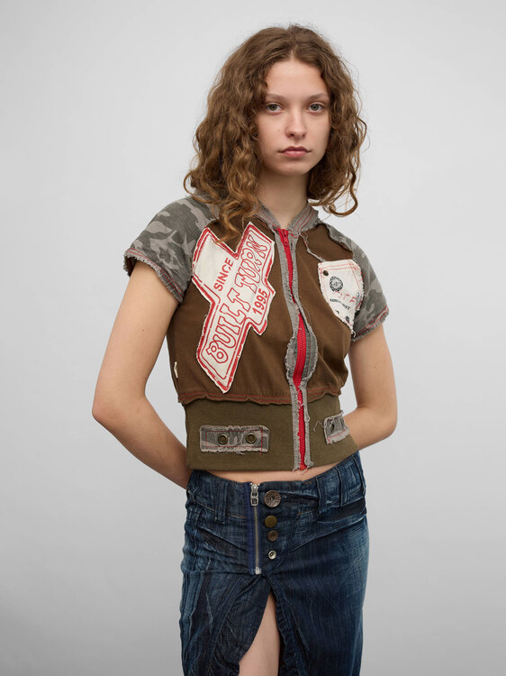 Patchwork Style Zip Hoodie 