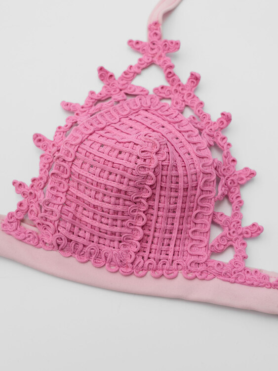 Pink Corded Lace Bikini Set 