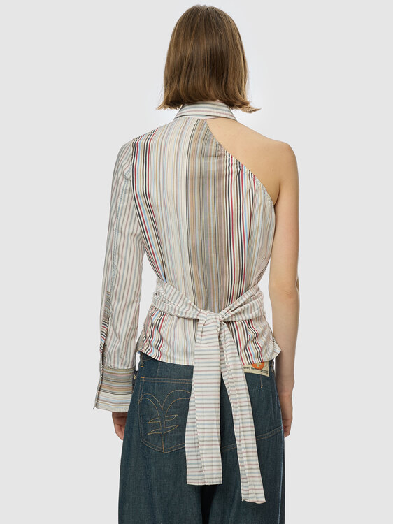 Striped One Shoulder Shirt 