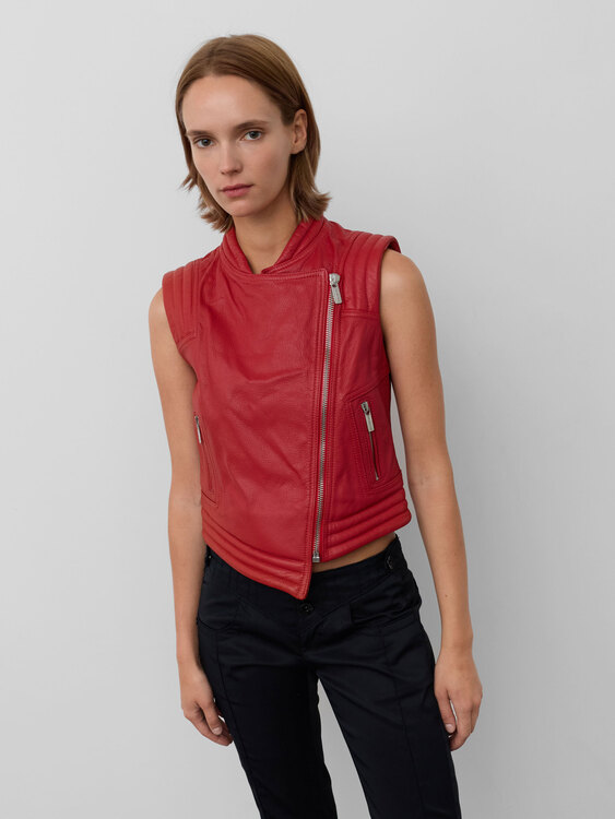 Bikkembergs Red Leather Vest 