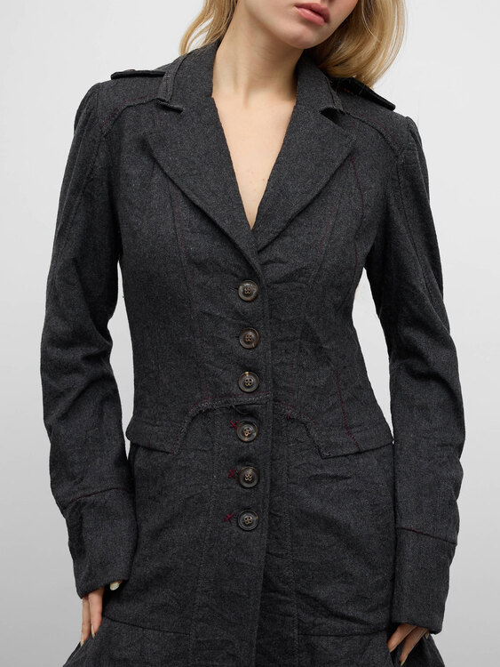 Grey Wrinkle Effect Coat 