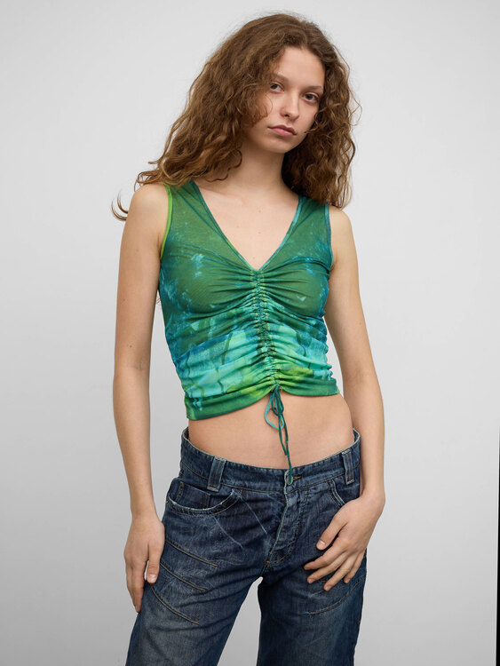 Plein Sud Gathered Mesh Top 