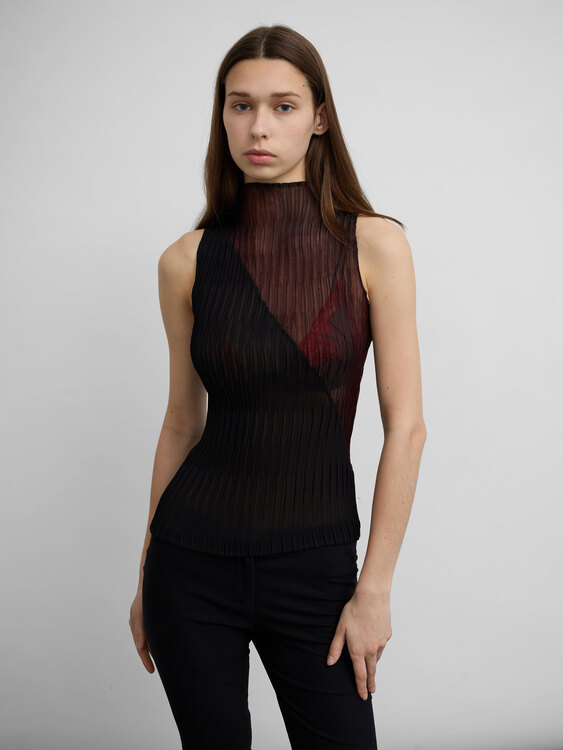 Extē Pleated Chiffon Top 
