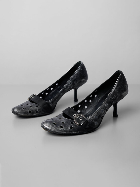 Silver And Grey Distressed Effect Heels 