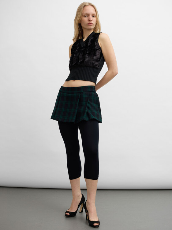 Velvet And Rib Knit Vest 