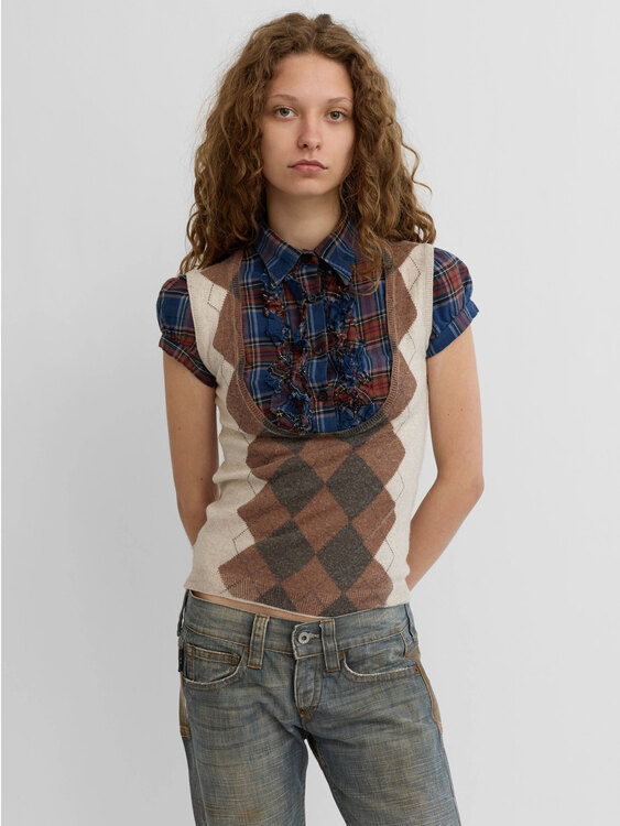 Integrated Shirt Argyle Vest 