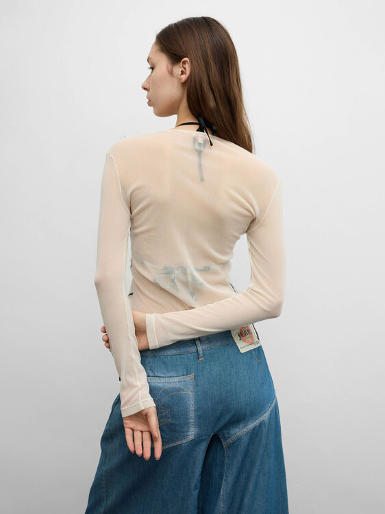 Fuzzi Argyle Mesh Top 