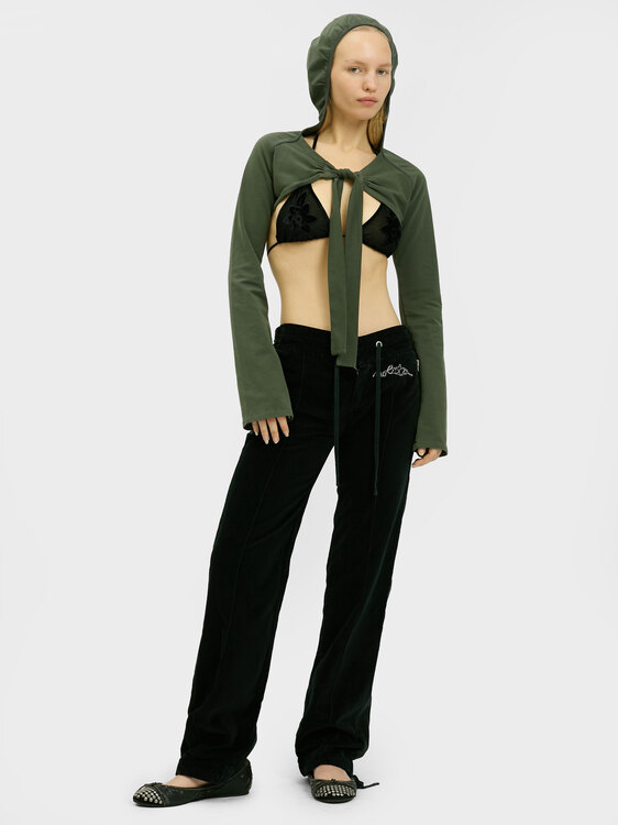 Nolita Black Velvet Low-Rise Trousers 