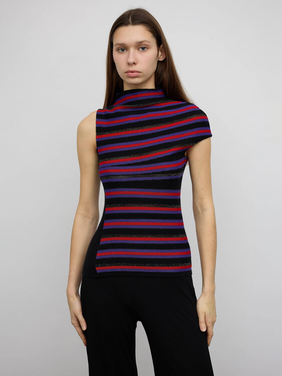 Asymmetrical Knitted Sleeveless Top 