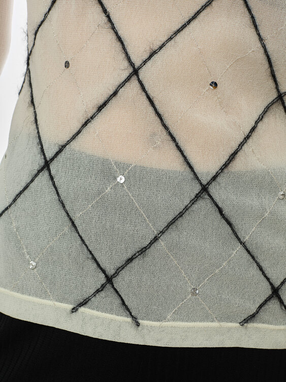 Fuzzi Argyle Mesh Top 