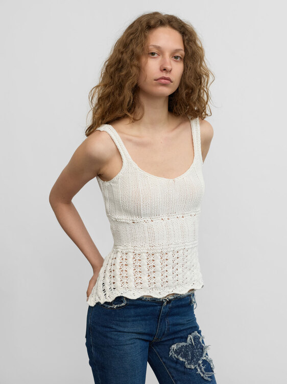 Stefanel White Knitted Top 