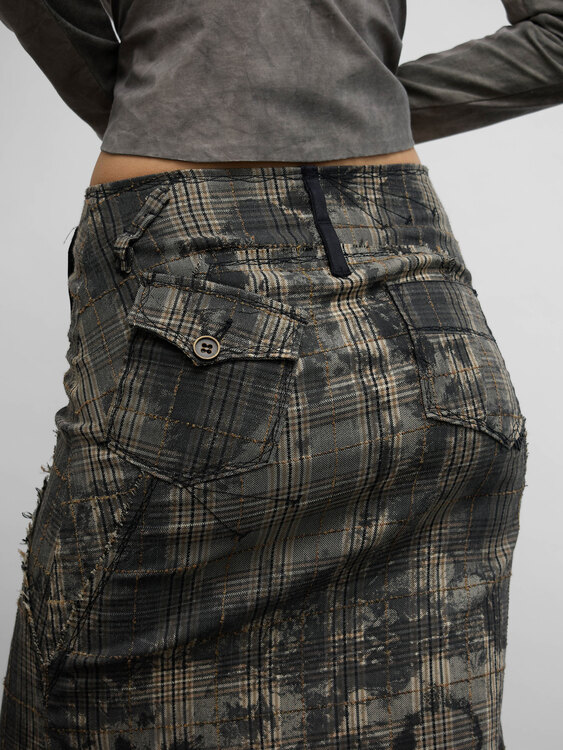 Deconstructed Checked Skirt 