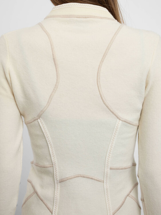 Cream Knitted Zip-Up Cardigan 