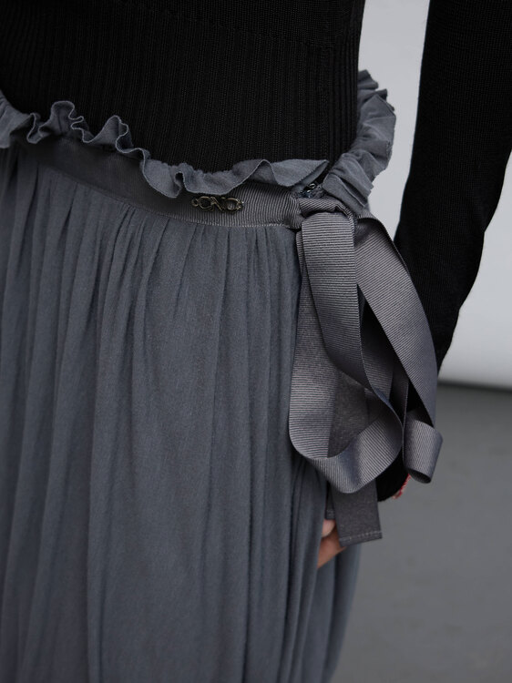 CNC Grey Balloon Midi Skirt 